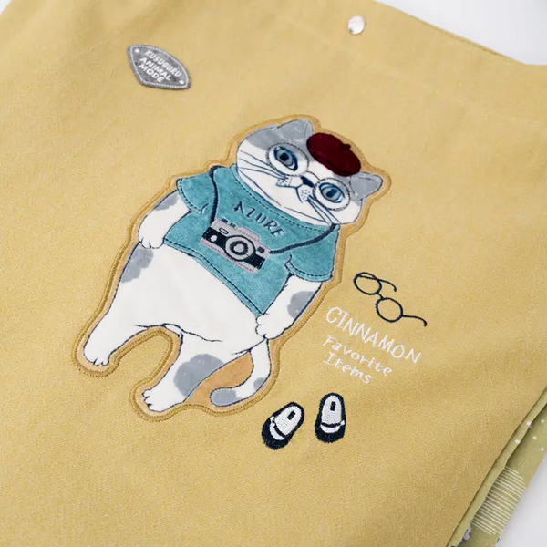 Kusuguru Japan Cat Embroidered Large Tote Bag