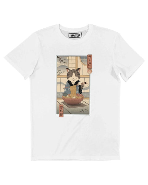 Neko Ramen Ukiyo-E T-Shirt - Japanese Graphic T-Shirt