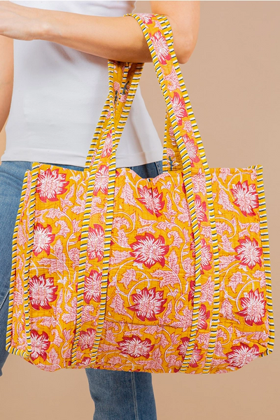 Quilted Tote Bag - Yellow