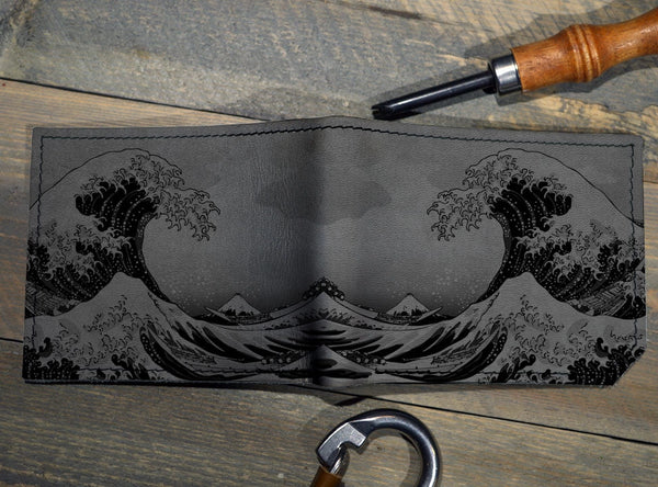 Great Wave - Printmaker Leather Wallet (Brown)