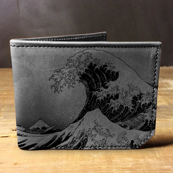 Great Wave - Printmaker Leather Wallet (Brown)