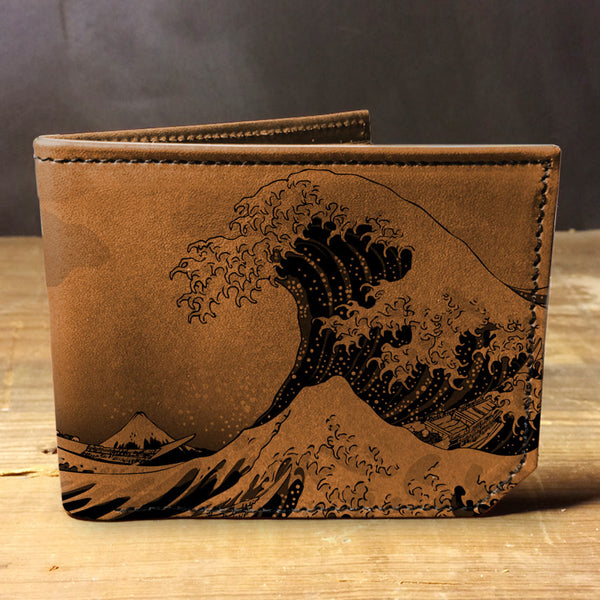 Great Wave - Printmaker Leather Wallet (Brown)