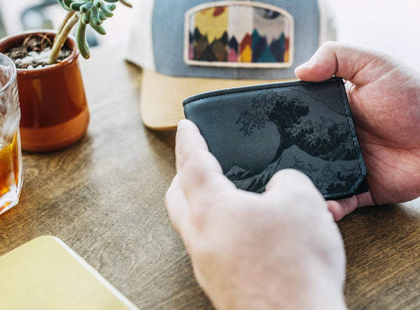 Great Wave - Printmaker Leather Wallet (Brown)