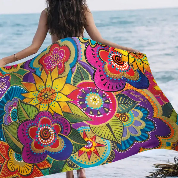 Beach Towel - Laurel Burch "Carlotta's Garden"