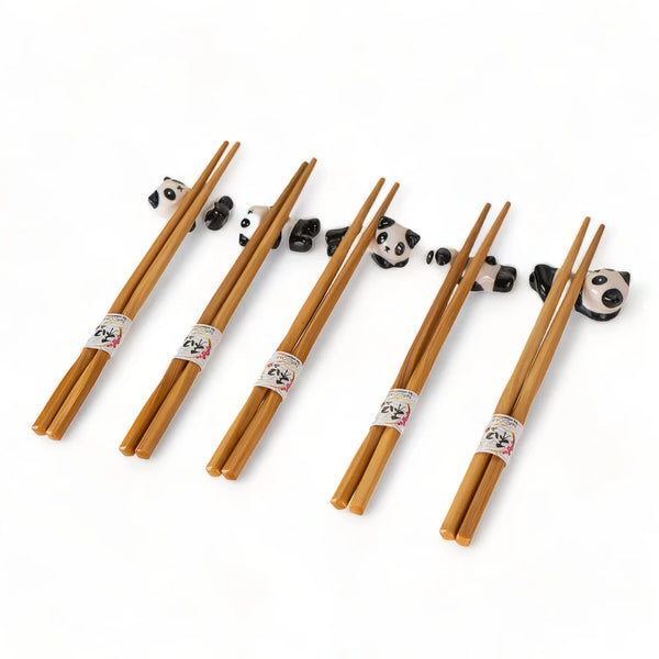 5pc chopsticks &  Cute Panda Chopstick Rest Gift Set